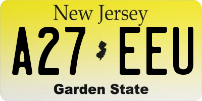 NJ license plate A27EEU