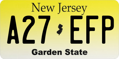 NJ license plate A27EFP