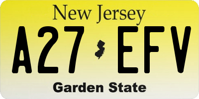 NJ license plate A27EFV