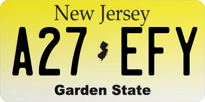 NJ license plate A27EFY