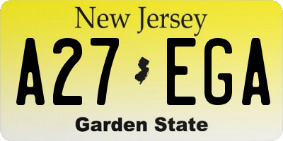 NJ license plate A27EGA