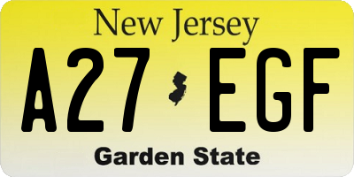 NJ license plate A27EGF