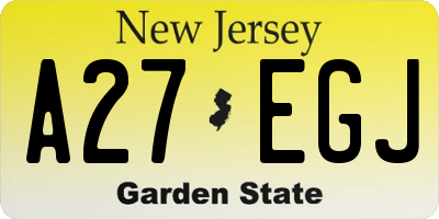 NJ license plate A27EGJ