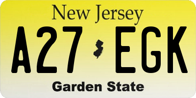 NJ license plate A27EGK