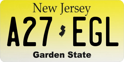 NJ license plate A27EGL