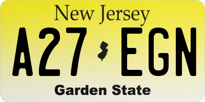 NJ license plate A27EGN