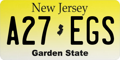 NJ license plate A27EGS