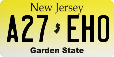 NJ license plate A27EHO