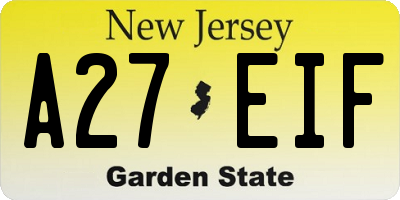 NJ license plate A27EIF