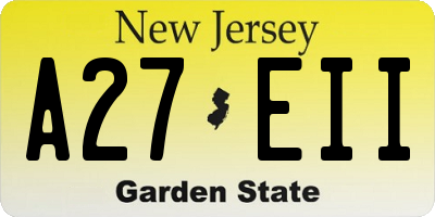 NJ license plate A27EII