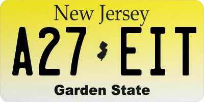 NJ license plate A27EIT