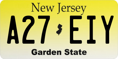 NJ license plate A27EIY