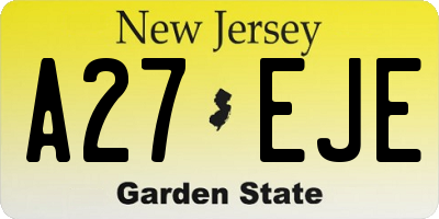 NJ license plate A27EJE
