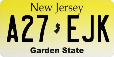NJ license plate A27EJK