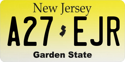 NJ license plate A27EJR