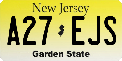 NJ license plate A27EJS