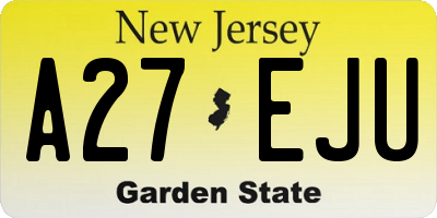 NJ license plate A27EJU