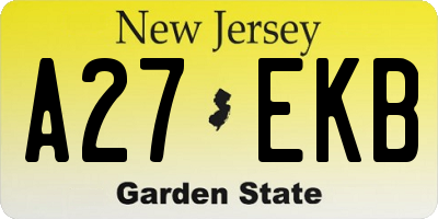 NJ license plate A27EKB