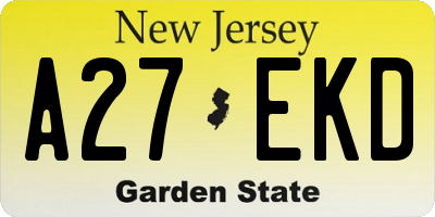 NJ license plate A27EKD