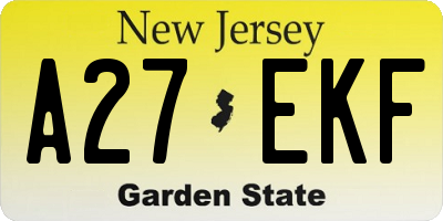 NJ license plate A27EKF