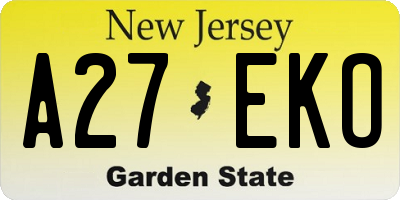 NJ license plate A27EKO