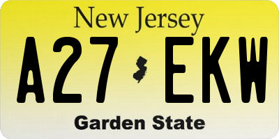 NJ license plate A27EKW