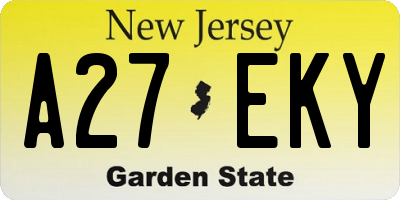 NJ license plate A27EKY