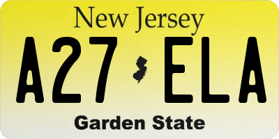 NJ license plate A27ELA
