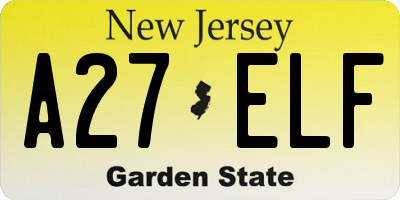 NJ license plate A27ELF