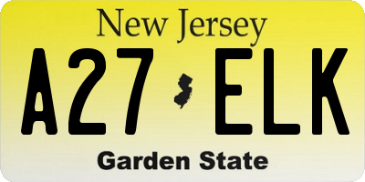 NJ license plate A27ELK