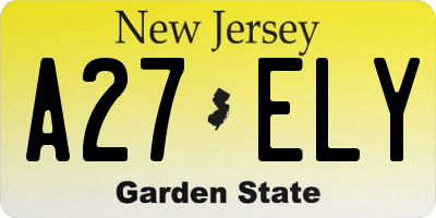 NJ license plate A27ELY