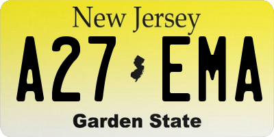 NJ license plate A27EMA