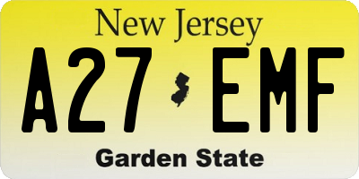 NJ license plate A27EMF