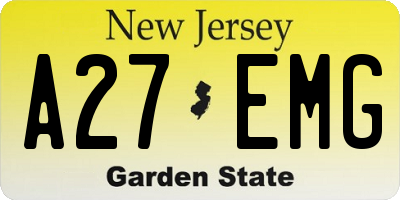 NJ license plate A27EMG
