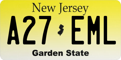 NJ license plate A27EML