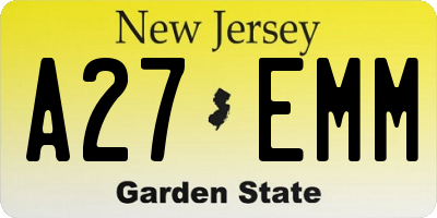 NJ license plate A27EMM