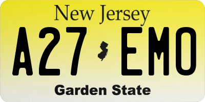 NJ license plate A27EMO