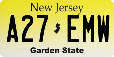 NJ license plate A27EMW