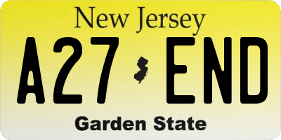 NJ license plate A27END