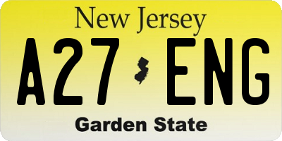 NJ license plate A27ENG