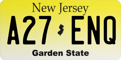 NJ license plate A27ENQ