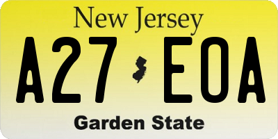 NJ license plate A27EOA
