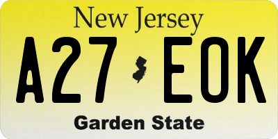 NJ license plate A27EOK