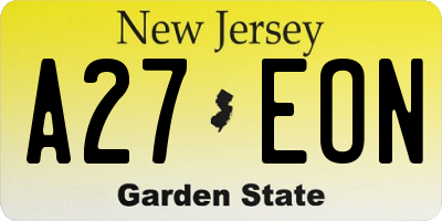 NJ license plate A27EON