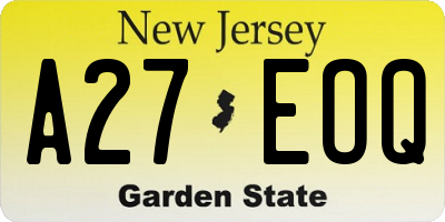 NJ license plate A27EOQ