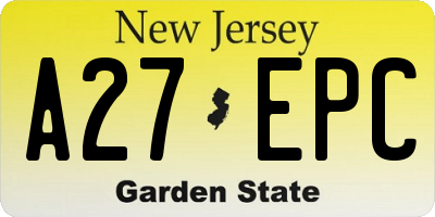 NJ license plate A27EPC