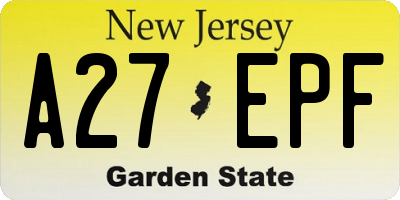 NJ license plate A27EPF