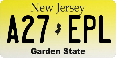 NJ license plate A27EPL