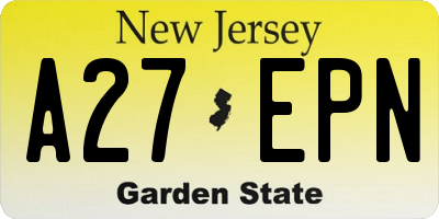 NJ license plate A27EPN