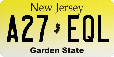 NJ license plate A27EQL